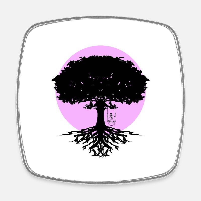 Girl rocks on the tree - Square fridge magnet - white