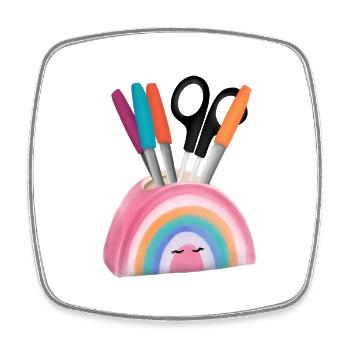 Rainbow Pencil Box - Square fridge magnet - white - Front