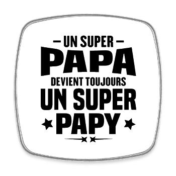 Un super papa devient toujours un super papy - Magnet carré - blanc - Devant