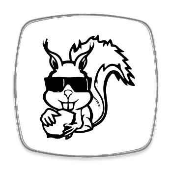 Squirrel with sunglasses and nut Funny - Square fridge magnet - white - Front