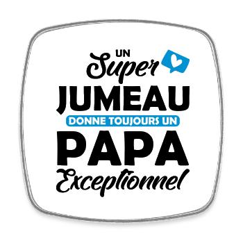 super jumeau - papa exceptionnel - Magnet carré - blanc - Devant