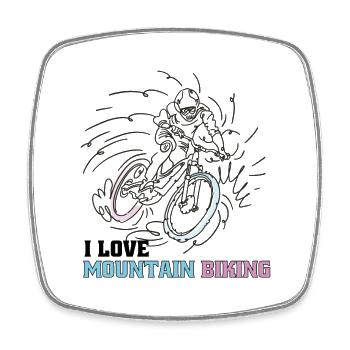 Ich liebe Mountain Biking - Viereckiger Kühlschrankmagnet - Weiß - Vorne