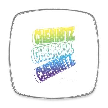 Chemnitz Germany City Font Skyline Home - Square fridge magnet - white - Front