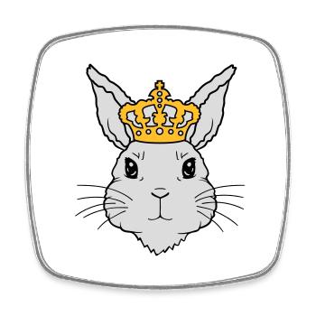 King Rabbit Crown Face - Square fridge magnet - white - Front
