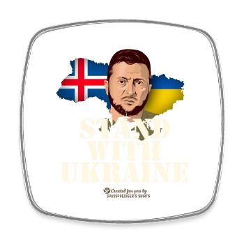 Island Stand with Ukraine - Viereckiger Kühlschrankmagnet - Weiß - Vorne