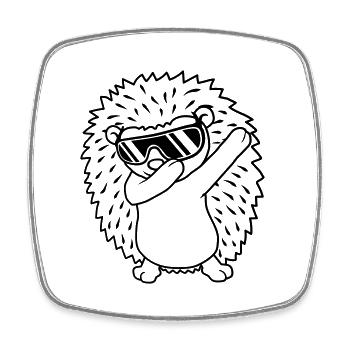 dabbing hedgehog dab dance - Square fridge magnet - white - Front