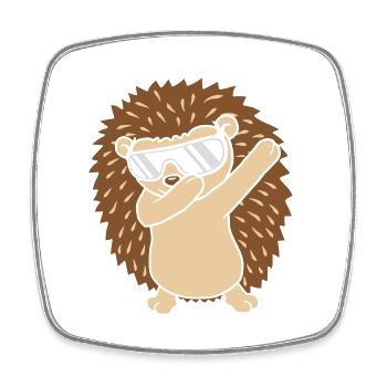 Cool funny dabbing hedgehog - Square fridge magnet - white - Front