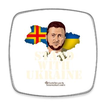 Åland Stand with Ukraine - Viereckiger Kühlschrankmagnet - Weiß - Vorne