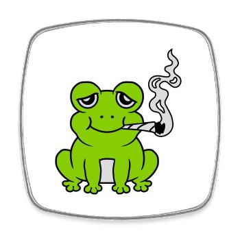 Bekiffter Weed Joint Frosch - Viereckiger Kühlschrankmagnet - Weiß - Vorne