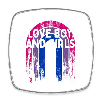 I Love Boys and Girls Bisexual LGBTQ Bi Pride Gay - Square fridge magnet - white - Front
