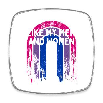 I Like My Men and Women Bisexual LGBTQ Bi Pride - Square fridge magnet - white - Front