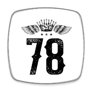78 Number crown - Square fridge magnet - white - Front
