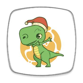 Dino, Christmas T-shirt. - Viereckiger Kühlschrankmagnet - Weiß - Vorne