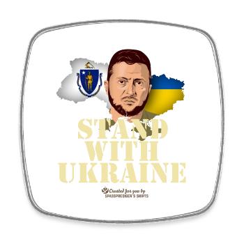 Ukraine Massachusetts Selenskyj T-Shirt Design - Viereckiger Kühlschrankmagnet - Weiß - Vorne