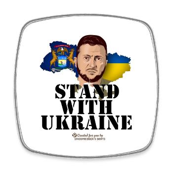 Michigan Ukraine Unterstützer Merch - Viereckiger Kühlschrankmagnet - Weiß - Vorne