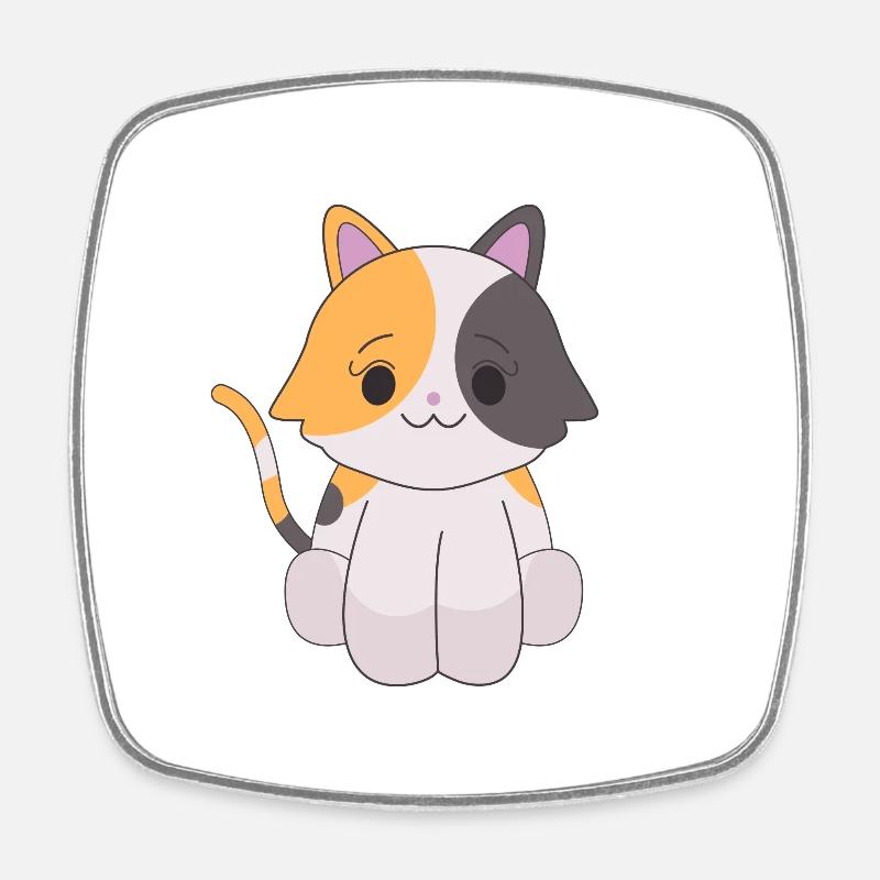 Cat Calico - Square fridge magnet - white