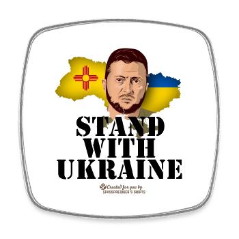 Ukraine Zelenskyj New Mexico Stand with Ukraine - Square fridge magnet - white - Front