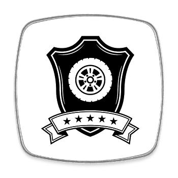 Reifen tuning Wappen - Viereckiger Kühlschrankmagnet - Weiß - Vorne