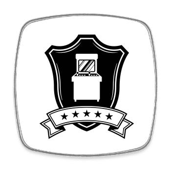 Arcade Retro Gamer Wappen - Viereckiger Kühlschrankmagnet - Weiß - Vorne