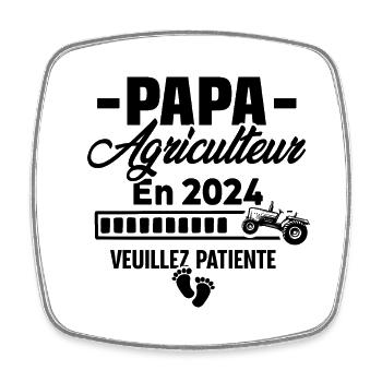 2024 Papa Agriculteur Agriculture Bébé Naissance - Magnet carré - blanc - Devant