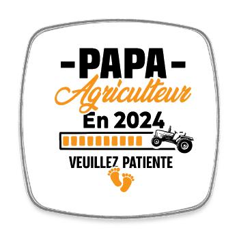 2024 Papa Agriculteur Agriculture Bébé Naissance - Magnet carré - blanc - Devant