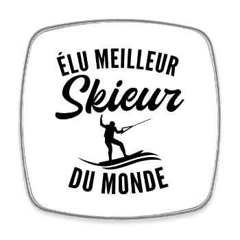 elu meilleur skieur du monde - Magnet carré - blanc - Devant