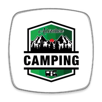Camping - Square fridge magnet - white - Front