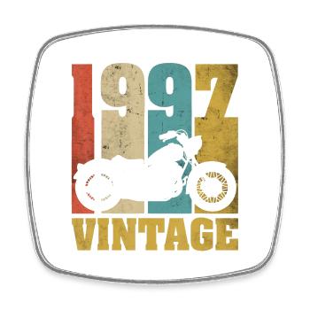 1997 Born birthday biker motorcycle gift - Square fridge magnet - white - Front