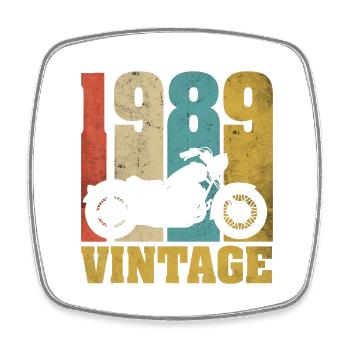 1989 Jahrgang Geburtstag Biker Motorrad Geschenk - Viereckiger Kühlschrankmagnet - Weiß - Vorne