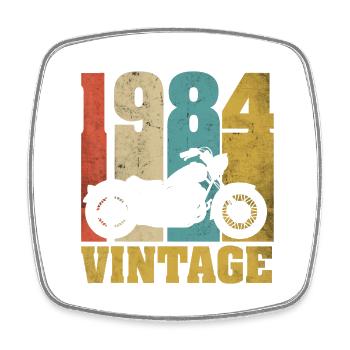 1984 Né anniversaire motard motard cadeau - Magnet carré - blanc - Devant
