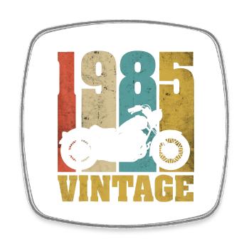 1985 Jahrgang Geburtstag Biker Motorrad Geschenk - Viereckiger Kühlschrankmagnet - Weiß - Vorne