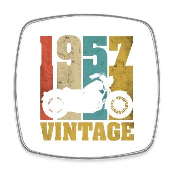 1957 Jahrgang Geburtstag Biker Motorrad Geschenk - Viereckiger Kühlschrankmagnet - Weiß - Vorne