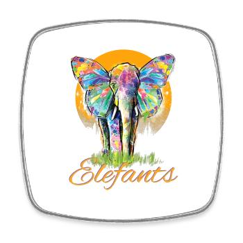 Elephant - Safari Tshirt - Square fridge magnet - white - Front