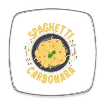 Spaghetti Carbonara | Amateurs de pâtes cuisiniers - Magnet carré - blanc - Devant