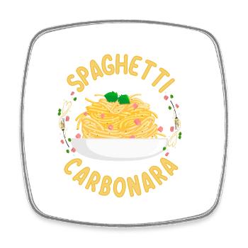 Spaghetti Carbonara | Amateurs de pâtes cuisiniers - Magnet carré - blanc - Devant
