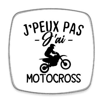 Ich kann kein Motocross haben - Viereckiger Kühlschrankmagnet - Weiß - Vorne