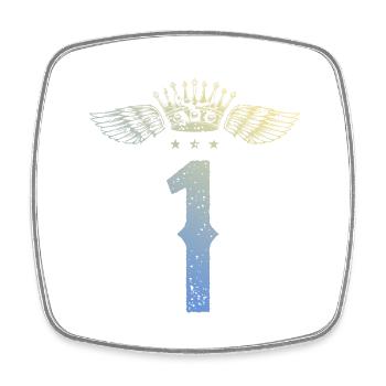 1 Number crown - Square fridge magnet - white - Front