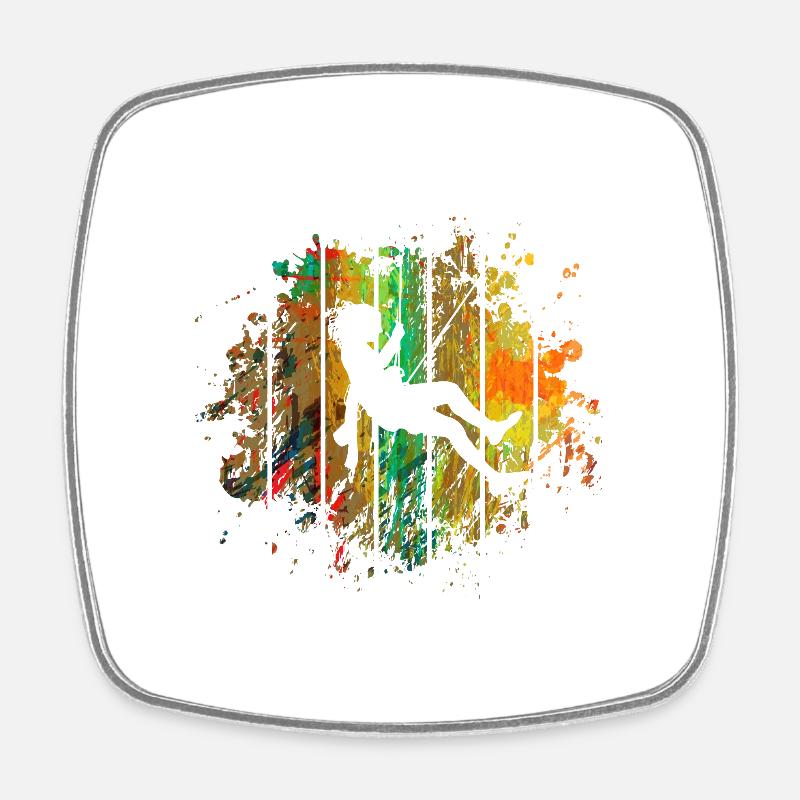 Climber on the mountain with - gift idea - Square fridge magnet - white