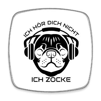 Zocken Kopfhörer Hund Gamer Spielen Geschenk - Viereckiger Kühlschrankmagnet - Weiß - Vorne