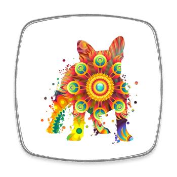 FRENCH BULLDOG Französische Bulldogge - Viereckiger Kühlschrankmagnet - Weiß - Vorne