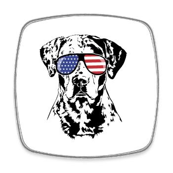 CATAHOULA LEOPARD DOG America Flag Lunettes de soleil - Magnet carré - blanc - Devant