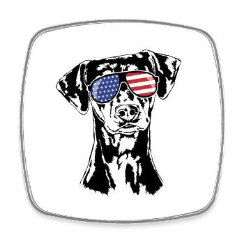 GERMAN PINSCHER Amérique Flag Dogs Wilsigns - Magnet carré - blanc - Devant