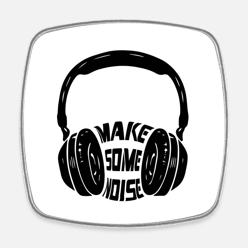 Make Some Noise Mit Kopfhörer | Farbe änderbar - Viereckiger Kühlschrankmagnet - Weiß
