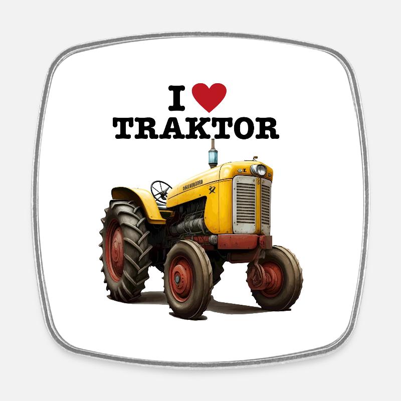 I LOVE TRACTOR - Square fridge magnet - white