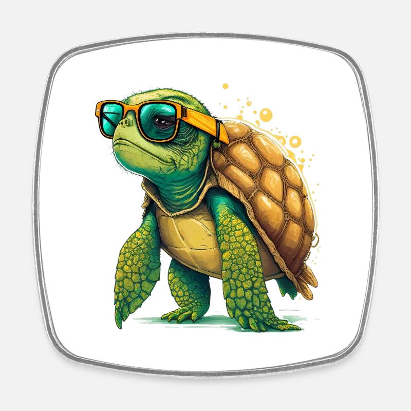 Turtle old - Viereckiger Kühlschrankmagnet - Weiß