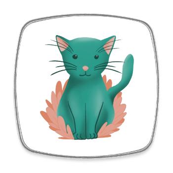 Cute kitten cat and nature - Square fridge magnet - white - Front