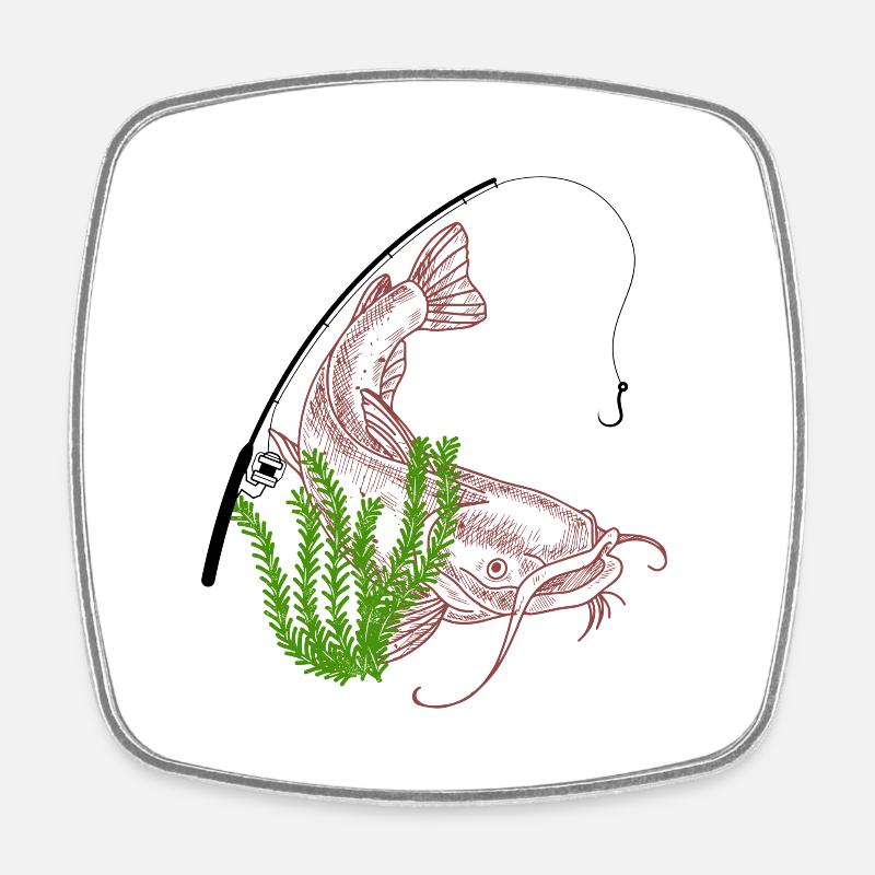 Fishing Welz - Square fridge magnet - white