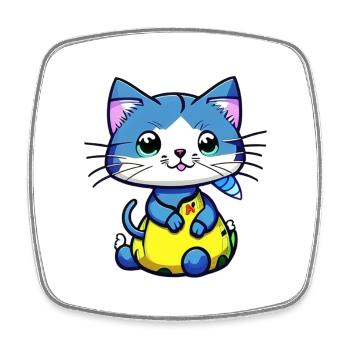 cat kawaii - cute - manga - Square fridge magnet - white - Front