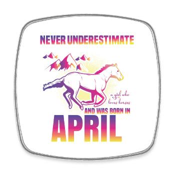 This girl loves horses | April - Square fridge magnet - white - Front