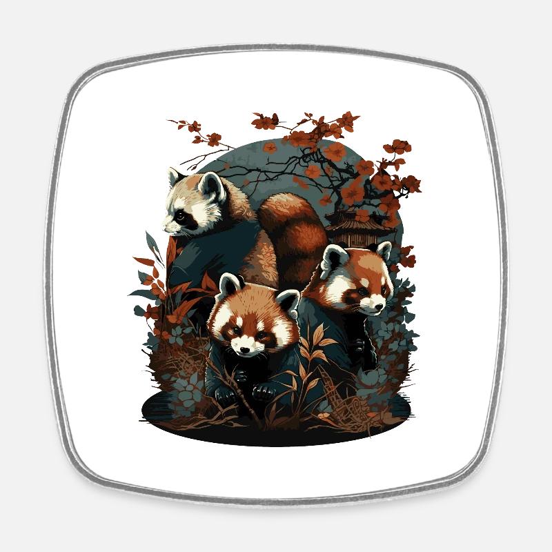 red panda 2 - Magnet carré - blanc